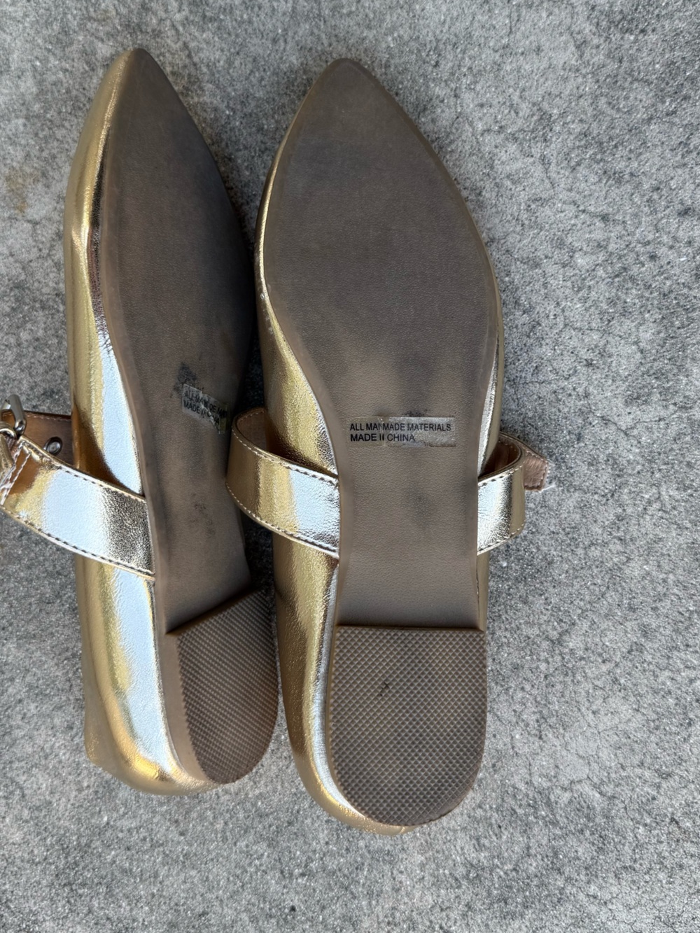 Report Golden Metallic Mary Jane Ballet Pointed Toe Buckle Strap Statement Flats - Picture 6 of 7